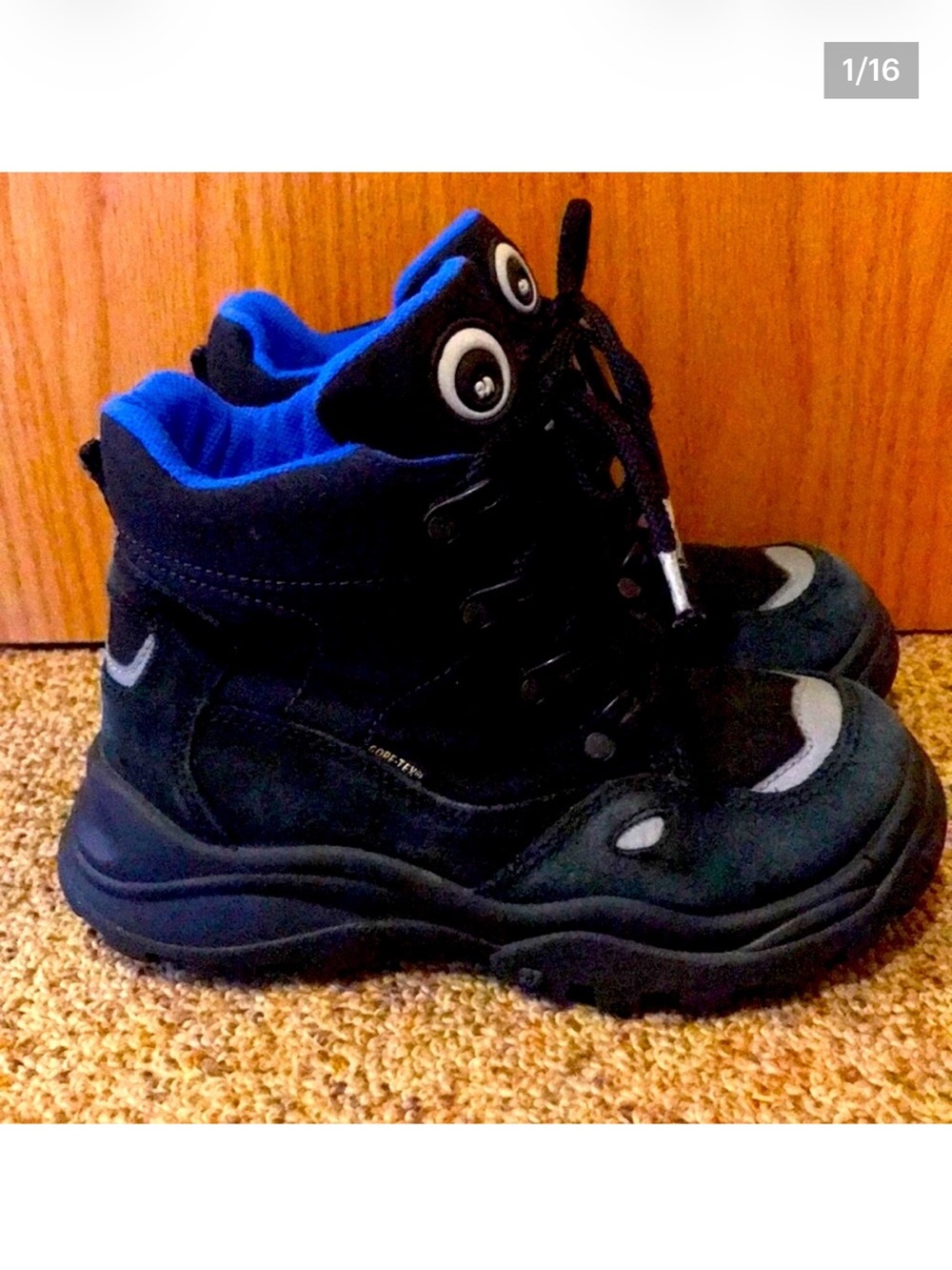 Elefanten Gore-tex Size 1 lace up waterproof black blue winter snow boots VGUC